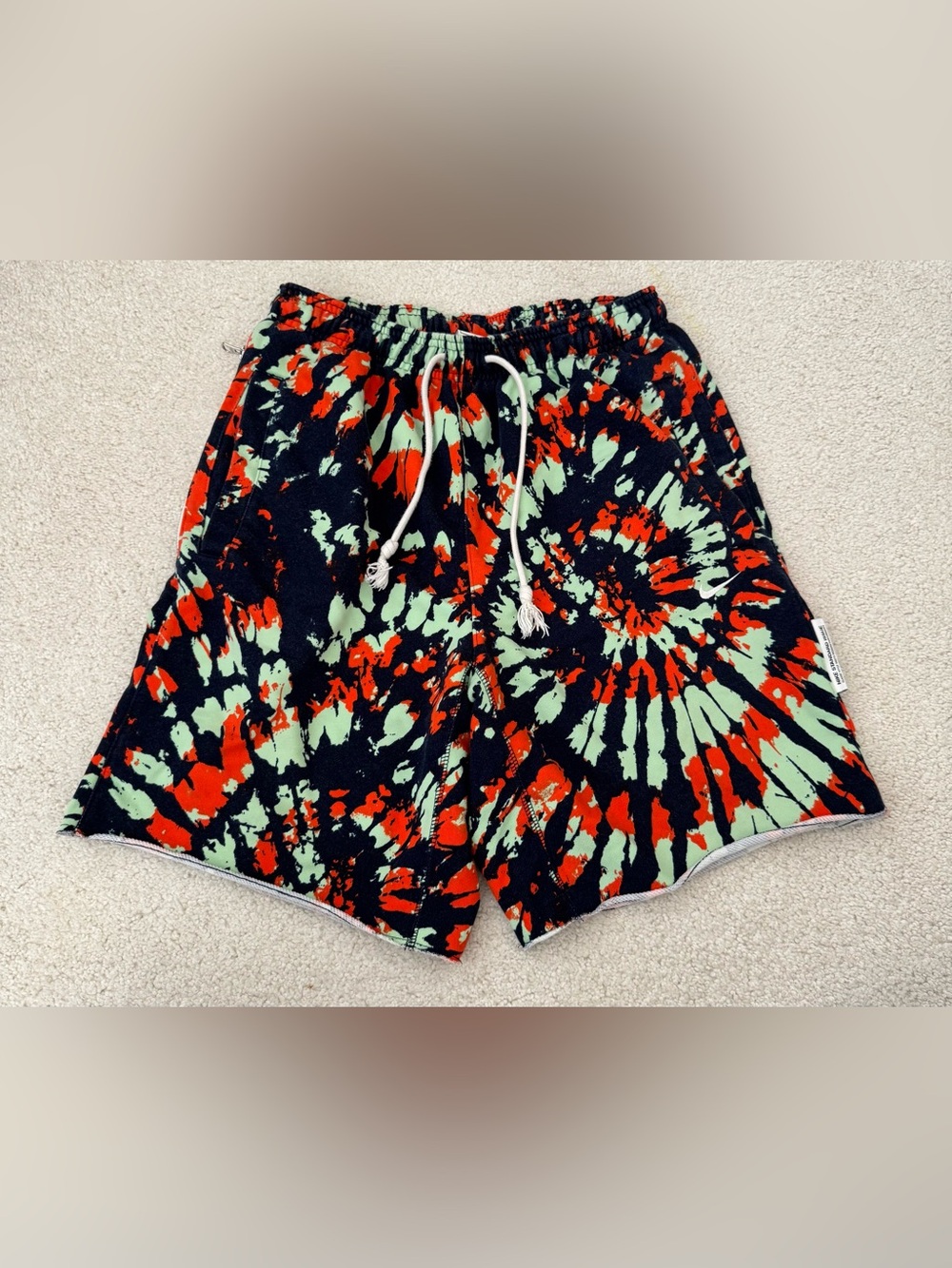 Nike Tie-Dye Athletic Shorts in Black, Mint & Red